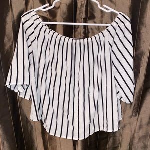 Off the shoulder stripe shirt